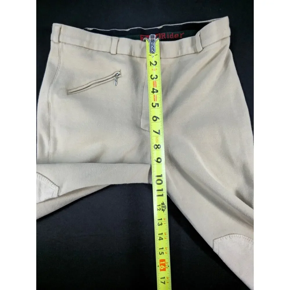 Vintage TuffRider Women's Front Zip Knee Patch Jodhpurs Breeches Tan Size 30